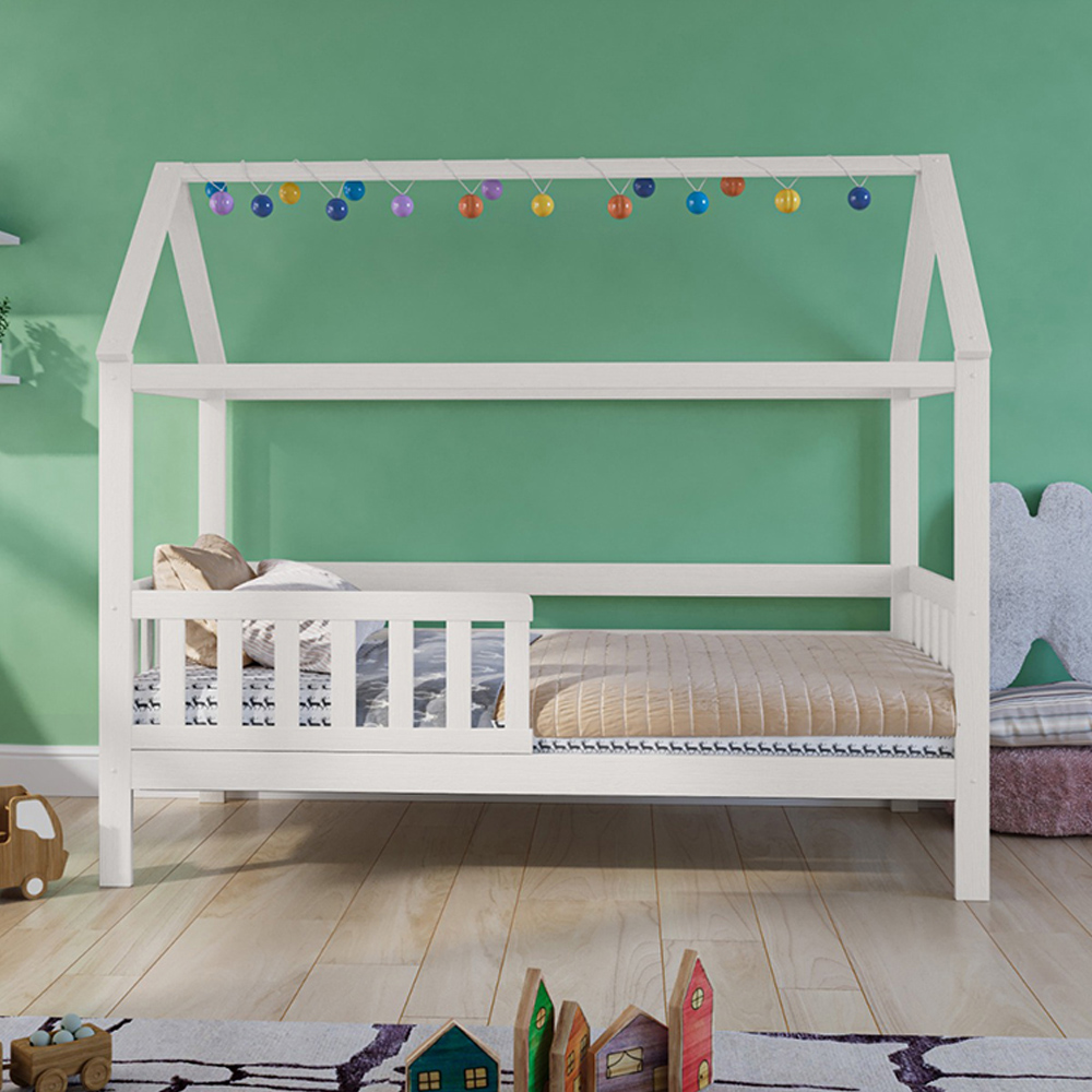 Noomi Alisa Single Continental White Wooden House Bed Image 3