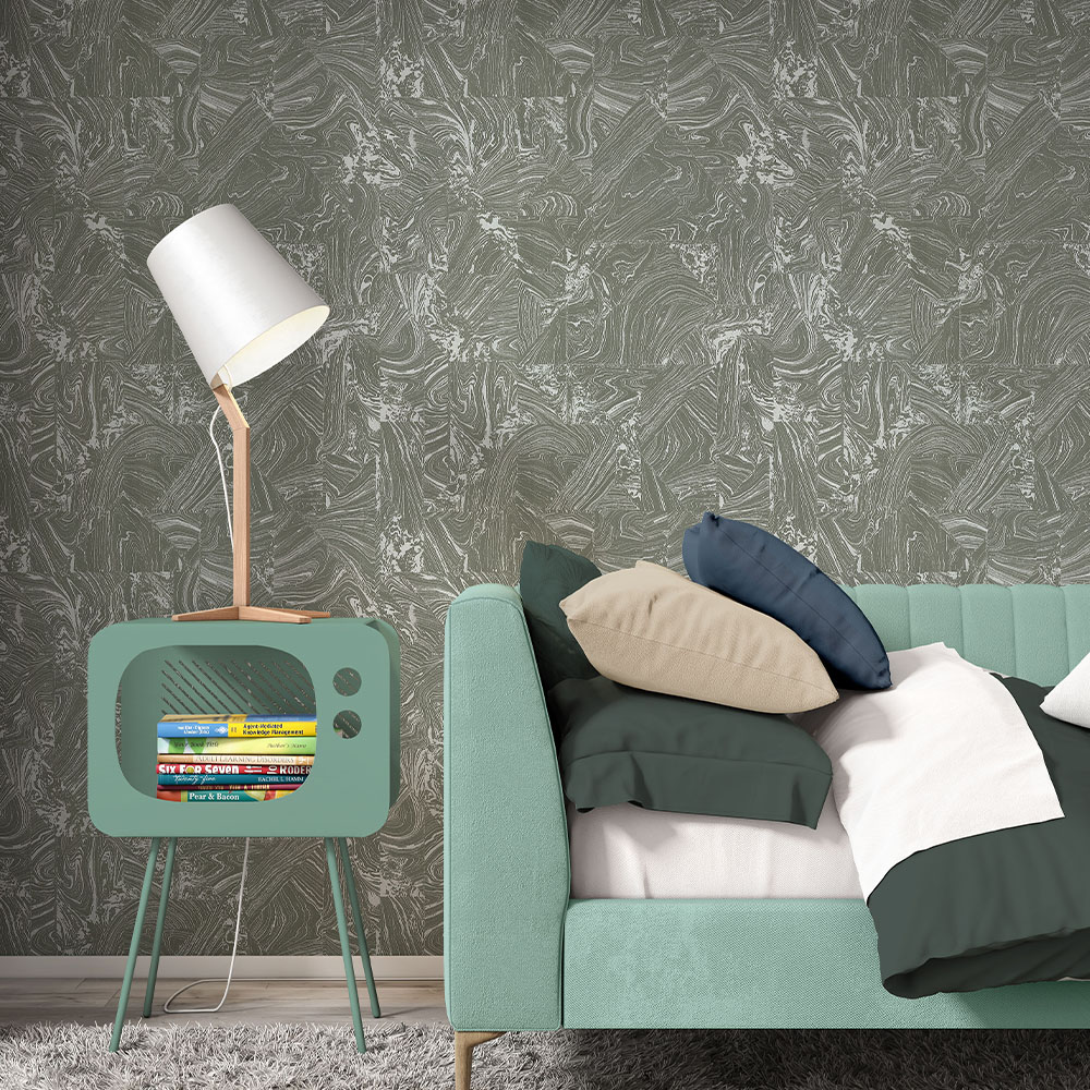 Erismann Madoc Marble Grey and Silver Wallpaper Image 3