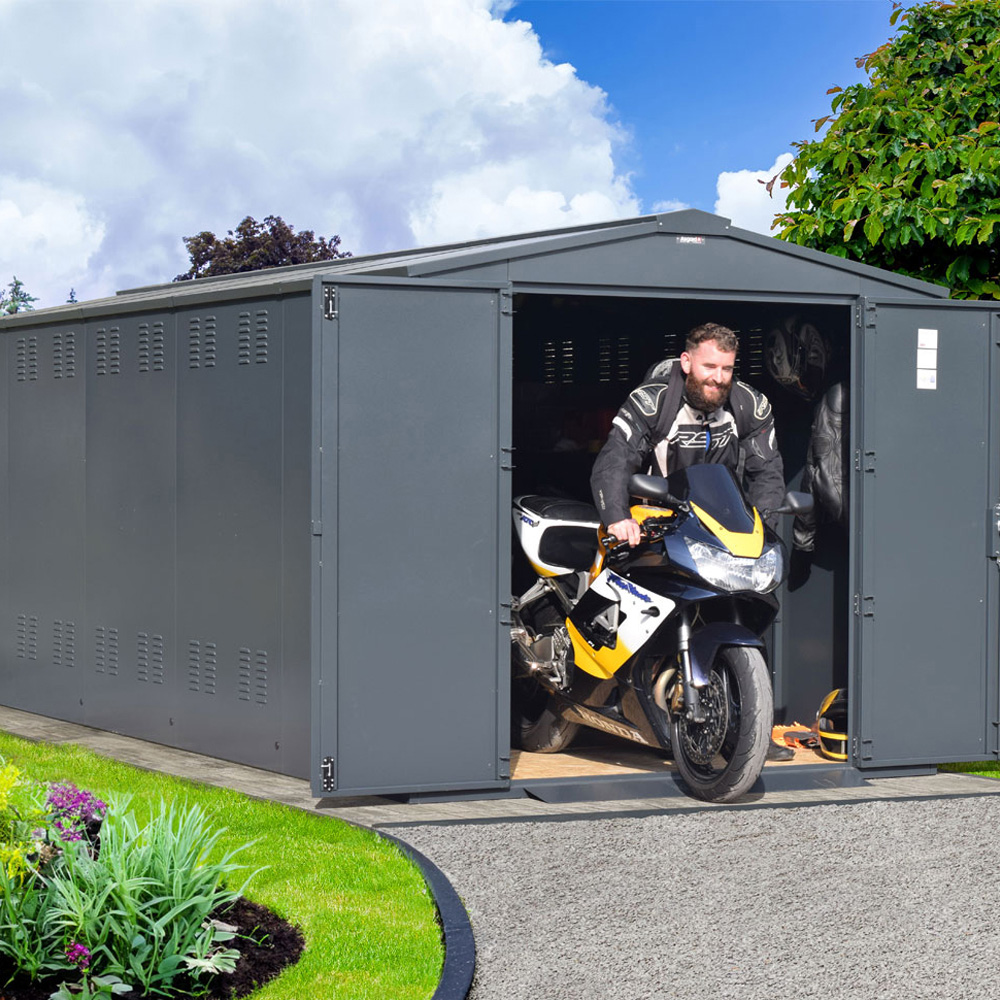 Asgard Gladiator 7 x 18ft Double Door Green High Security Apex Motorcycle Garage Image 9