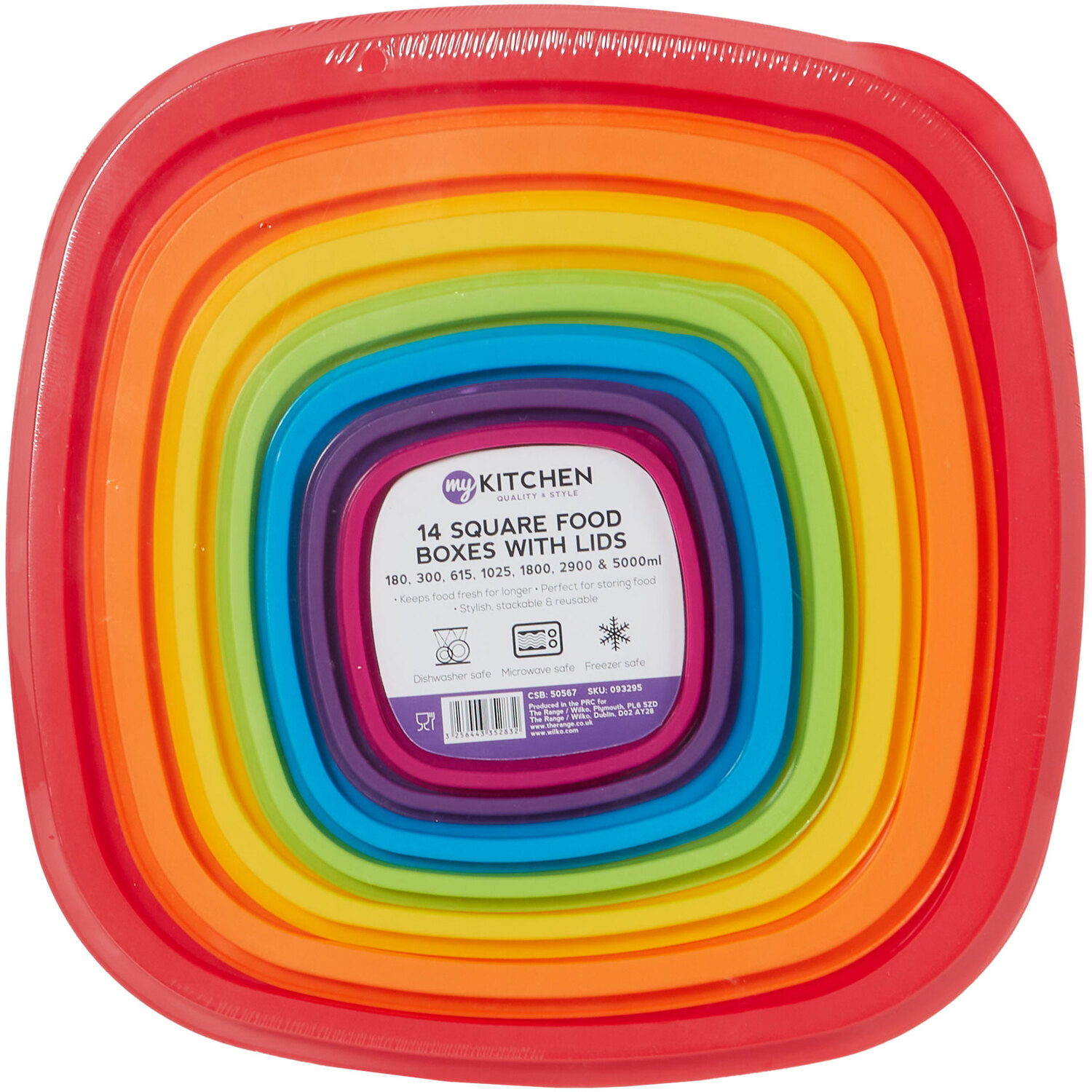 Pack of 14 Square Food Boxes with Lids Image 1