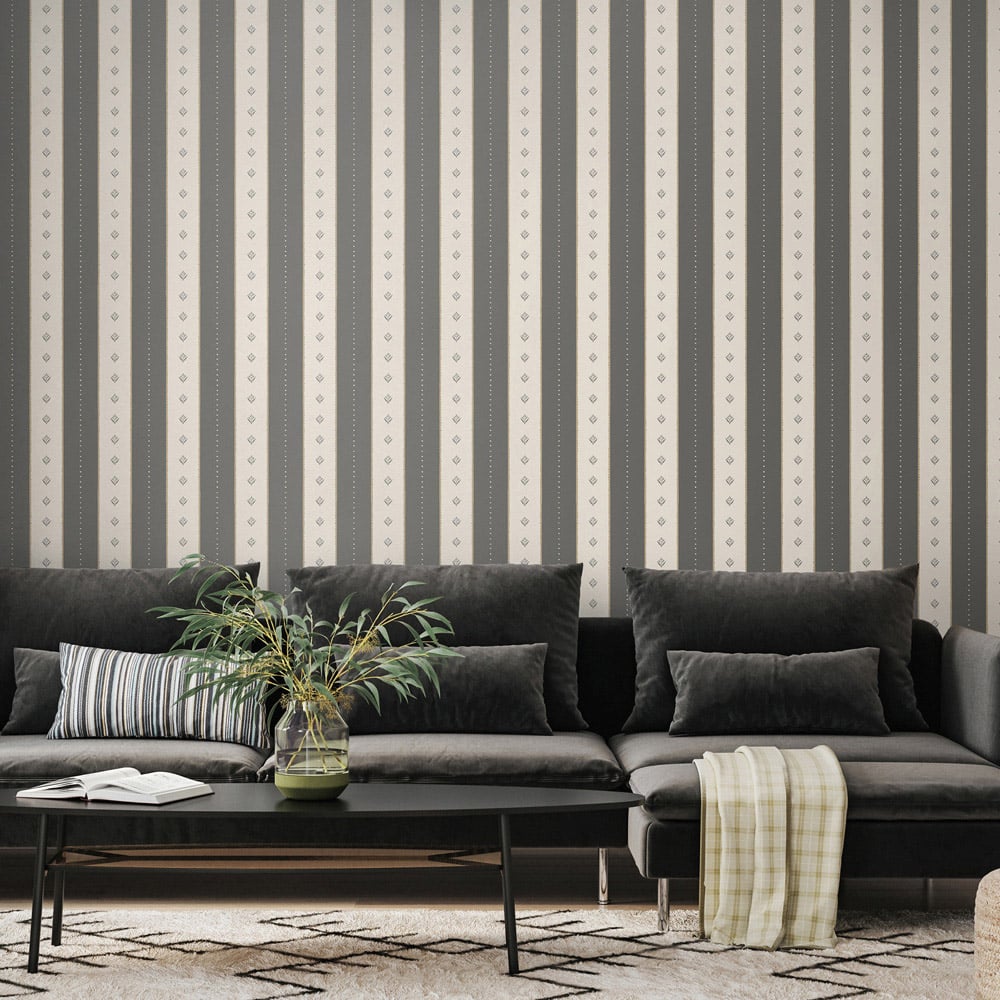 Hoopla Walls Purity Decorative Stripe Grey Wallpaper Image 2