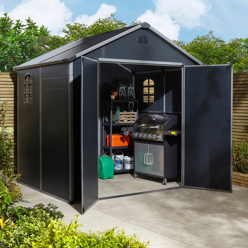 Rowlinson Airevale Plastic Apex Shed Dark Grey with Foundation Kit 8 x 6ft Image 9