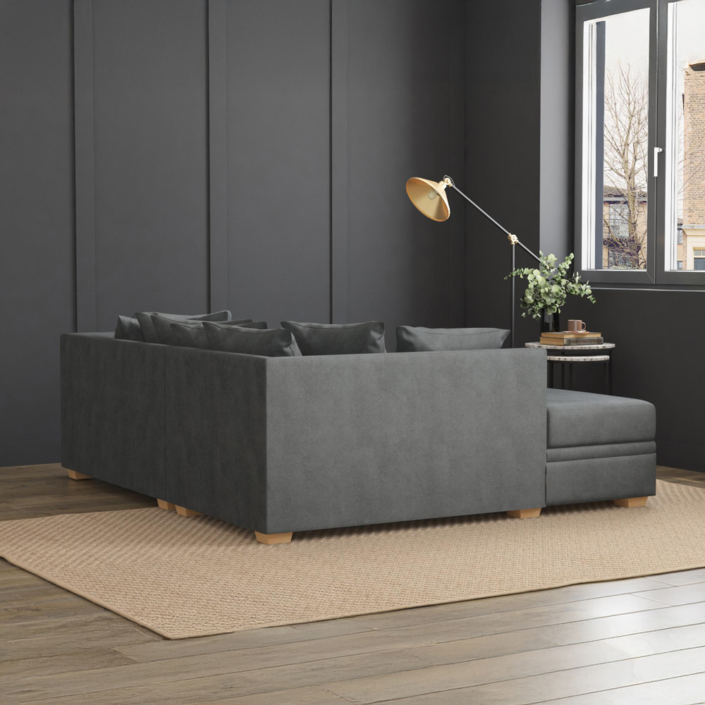 Modo 3 Seater Steel Plush Velvet Left Hand Scatter Back L-Shape Corner Sofa Image 8