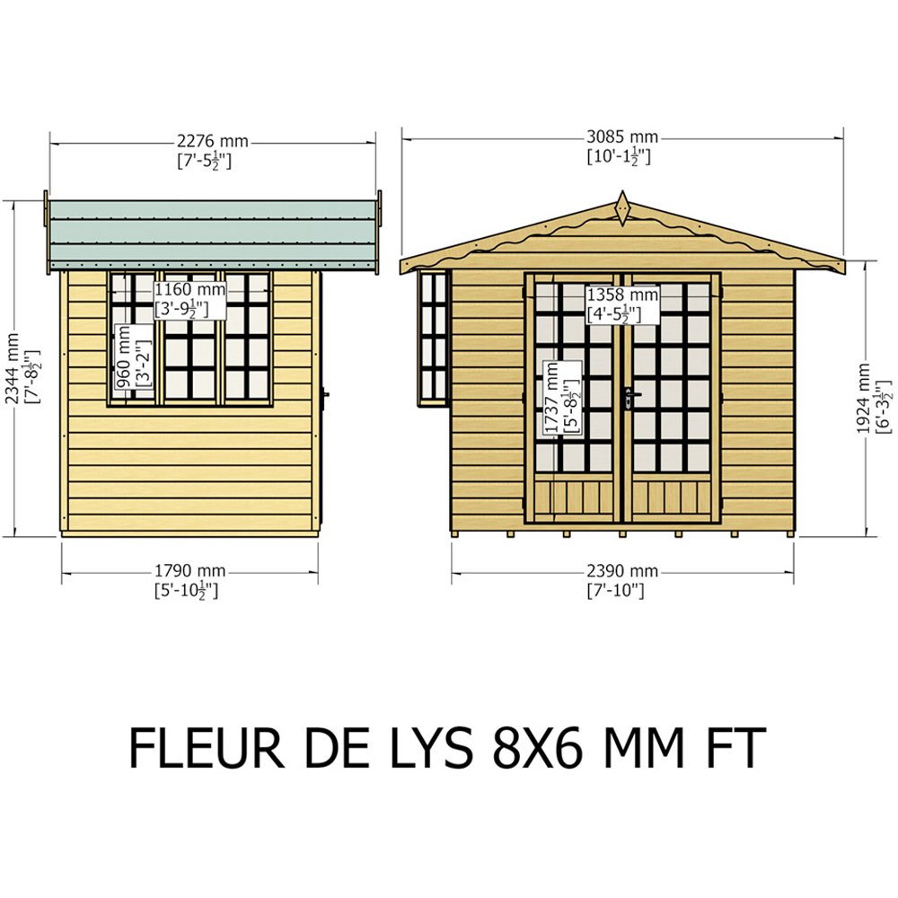 Shire Fleur De Lys 8 x 6ft Double Door Shiplap Apex Summerhouse Image 6