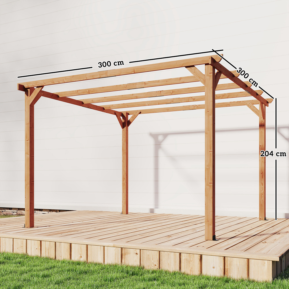 Outsunny 3 x 3m Maple Wood Effect Wooden Pergola Image 9