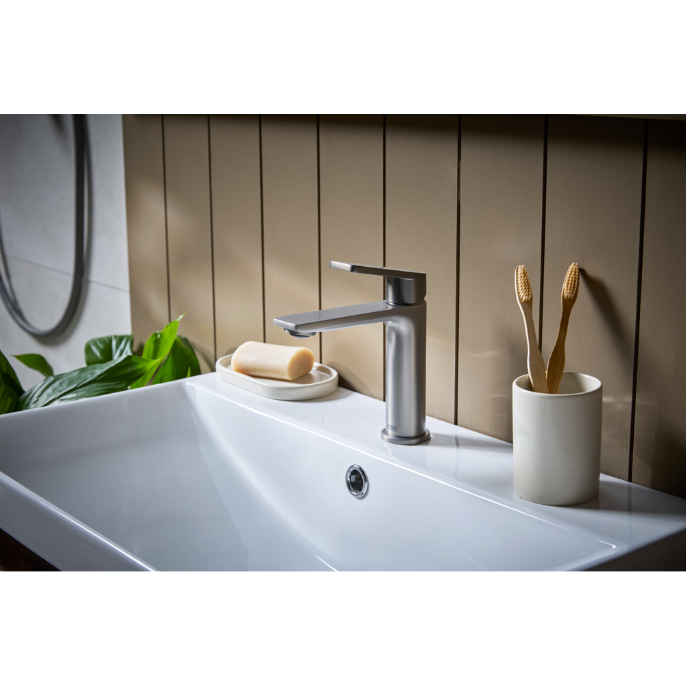 Bristan Frammento Gunmetal Grey Cool Start Basin Mixer with Clicker Waste Image 6