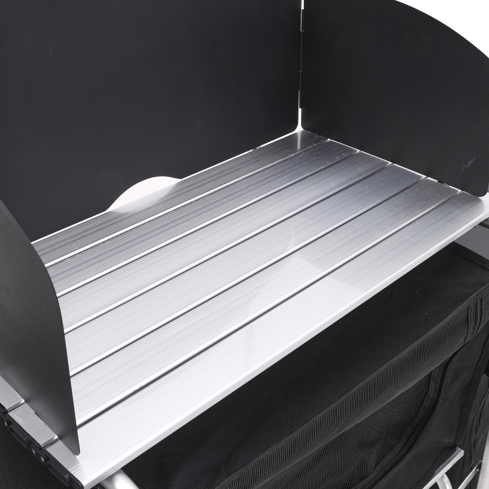 Living and Home Aluminium Camping Kitchen with Zippered Storage and Foldable Tables Image 4