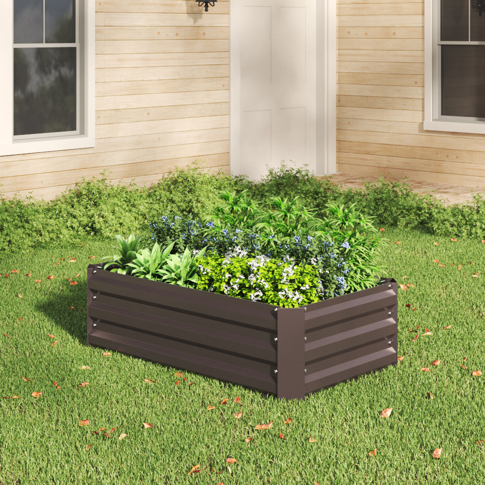 Living and Home Brown Galvanized Steel Rectangular Raised Garden Bed 60 x 100cm Image 2