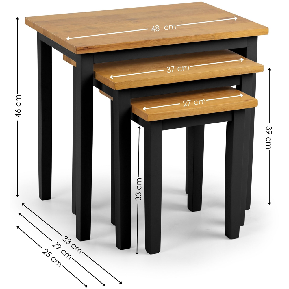 Julian Bowen Cleo 2 Tone Black and Oak Nest of Tables Set of 3 Image 7