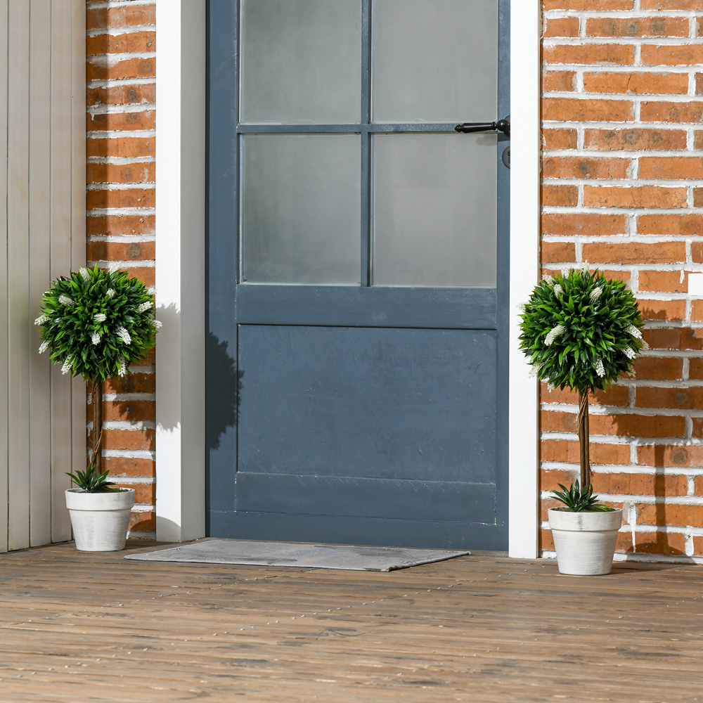 Portland White Lavender Flower Potted Artificial Plants Ball Tree 2 Pack Image 2