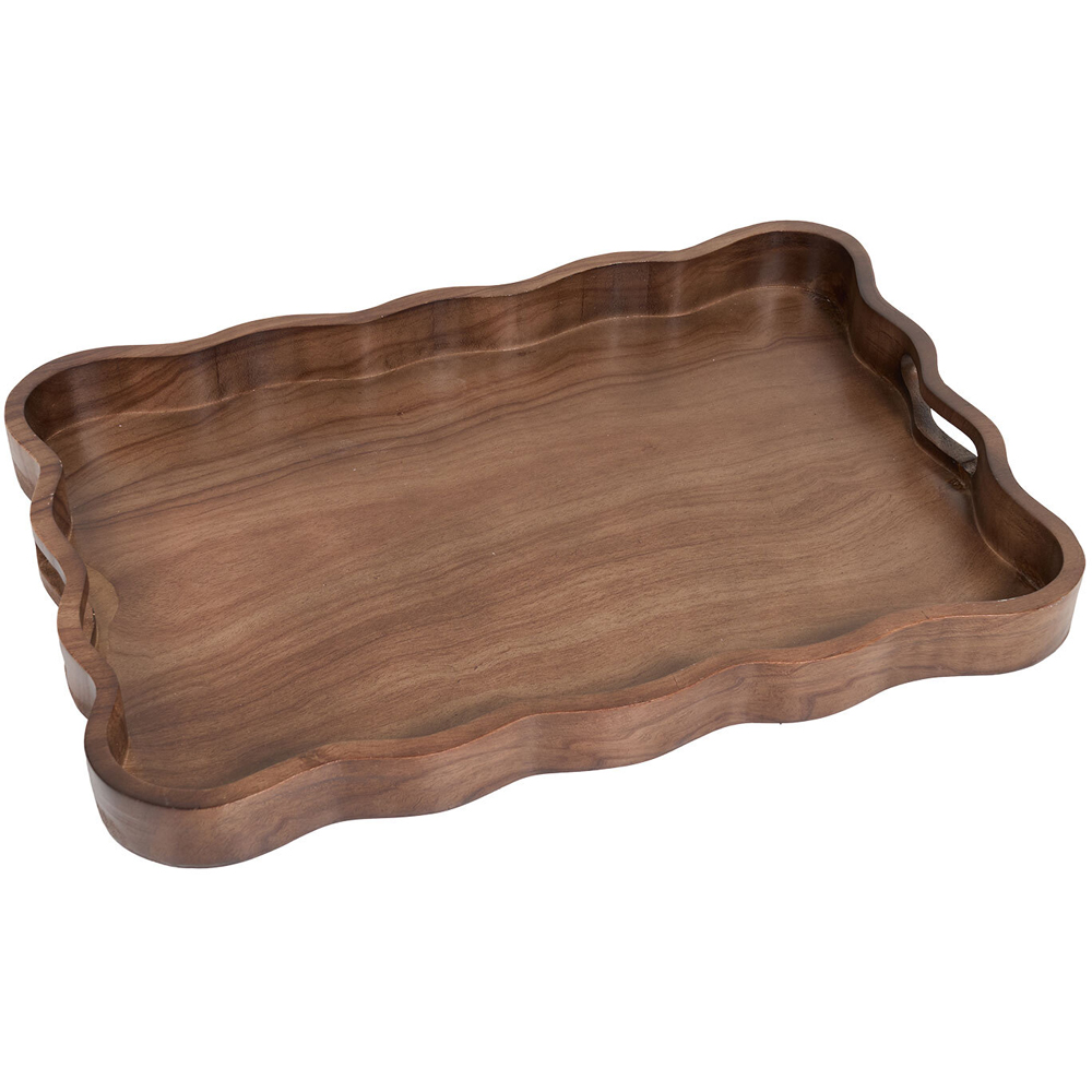Walnut Effect Wavy Tray Brown Image 5