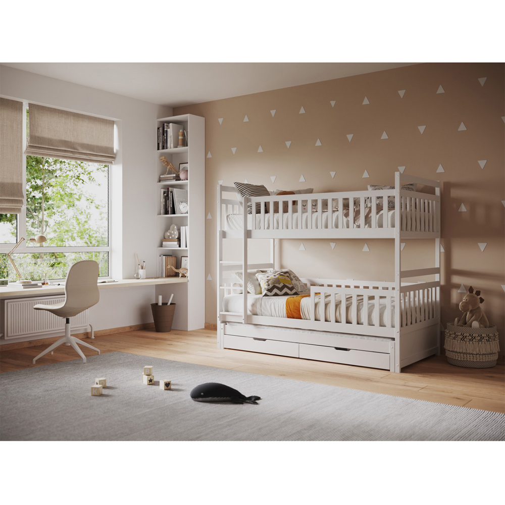 Flair Elvis White 2 Drawer Wooden Bunk Bed with Trundle Image 4