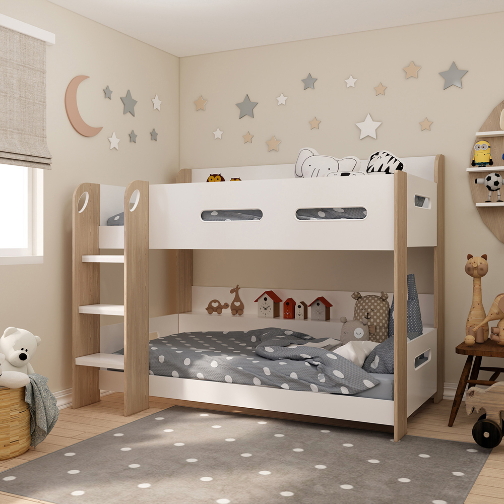 Kudl White and Oak Bunk Bed Image 3