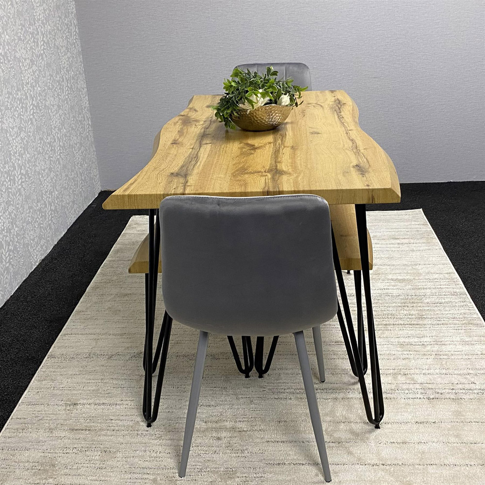 Kosy Koala 6 Seater Velvet Wooden Dining Set with Bench Grey Image 6