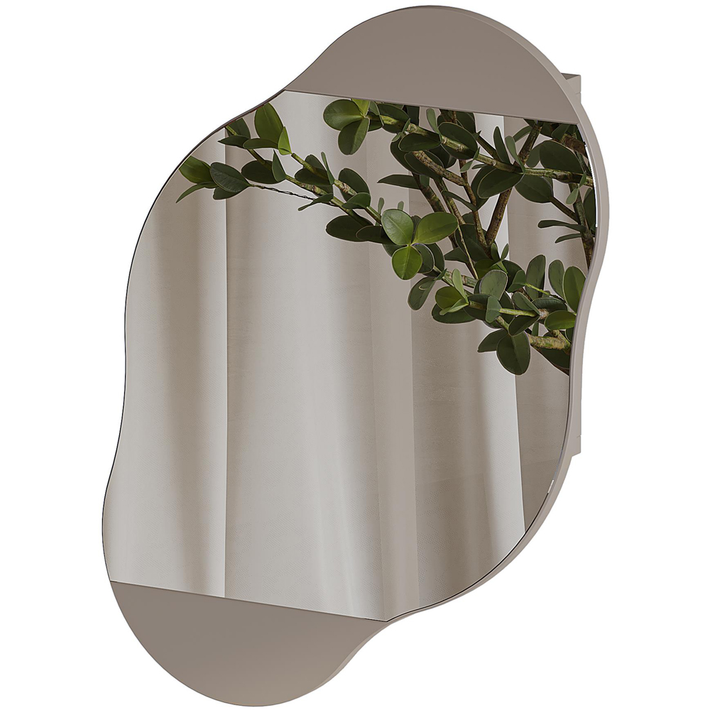 Decortie Cloudy Single Door Mocha Grey Unique Mirrored Wall Cabinet Image 2