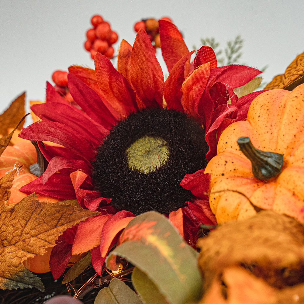 Norfolk Golden Harvest 150 Warm White LED Christmas Garland with Pumpkins Gourds and Pinecones 183cm Image 6
