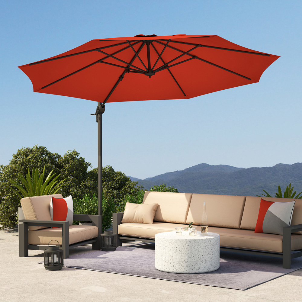 Outsunny 2 Tier Orange Cantilever Garden Parasol with Cross Base 3m Image 3