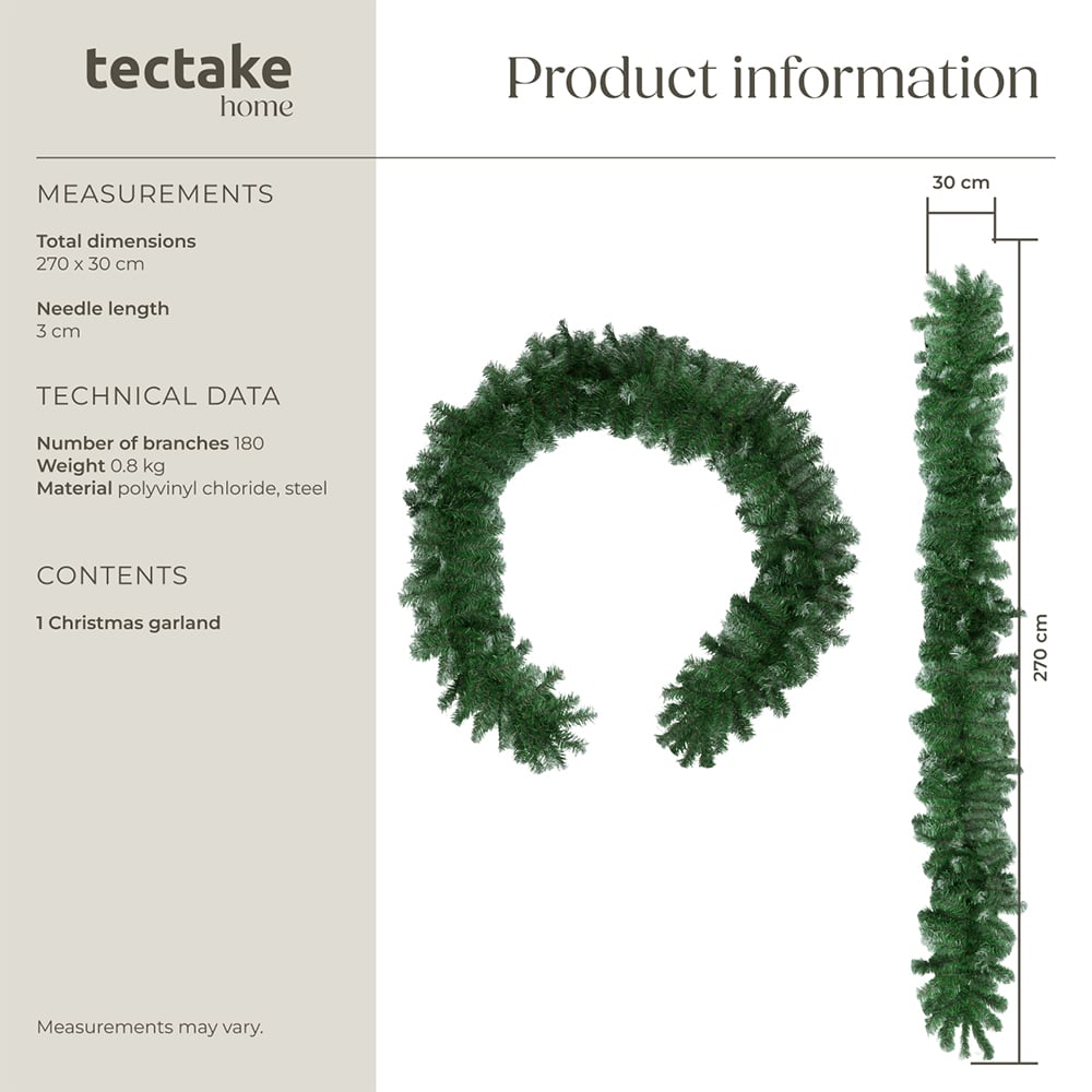 tectake Frosted Tips Artificial Christmas Garland 2.7m Image 9