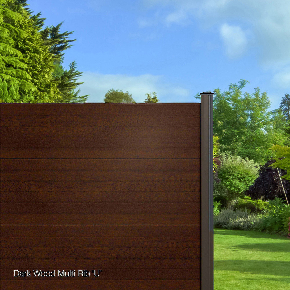 Endurofence Dark Oak 1830 x 2000mm Multi Rib Maintenance Free Fence Panel Image 4