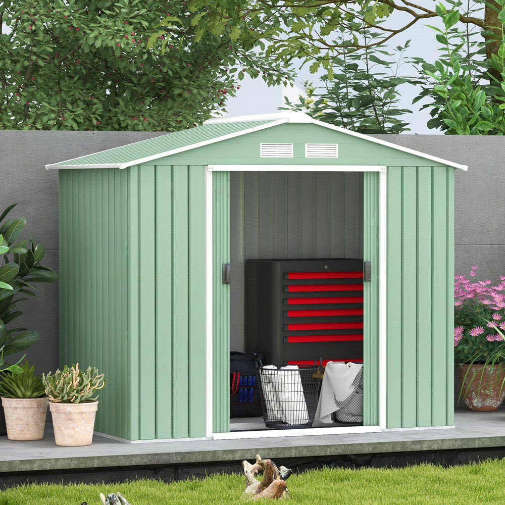Outsunny 7 x 4ft Light Green Garden Shed Storage with Foundation Kit and Vents Image 2