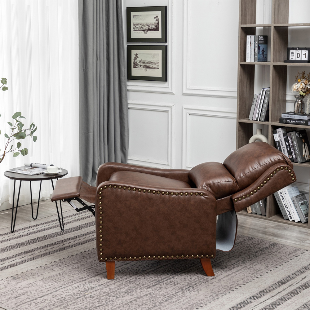 Florence Brown Leather Effect Pushback Recliner Chair Image 6