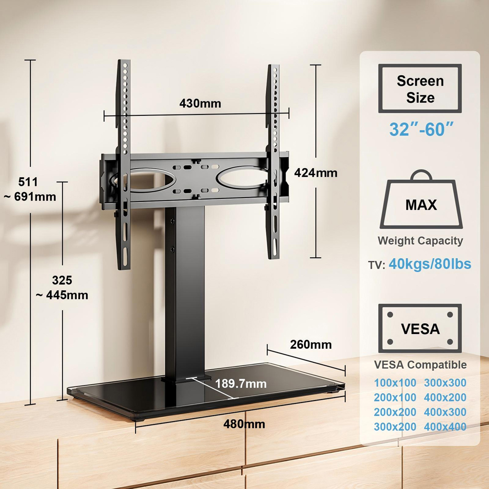 TTAP Black Tabletop TV Stand Image 7