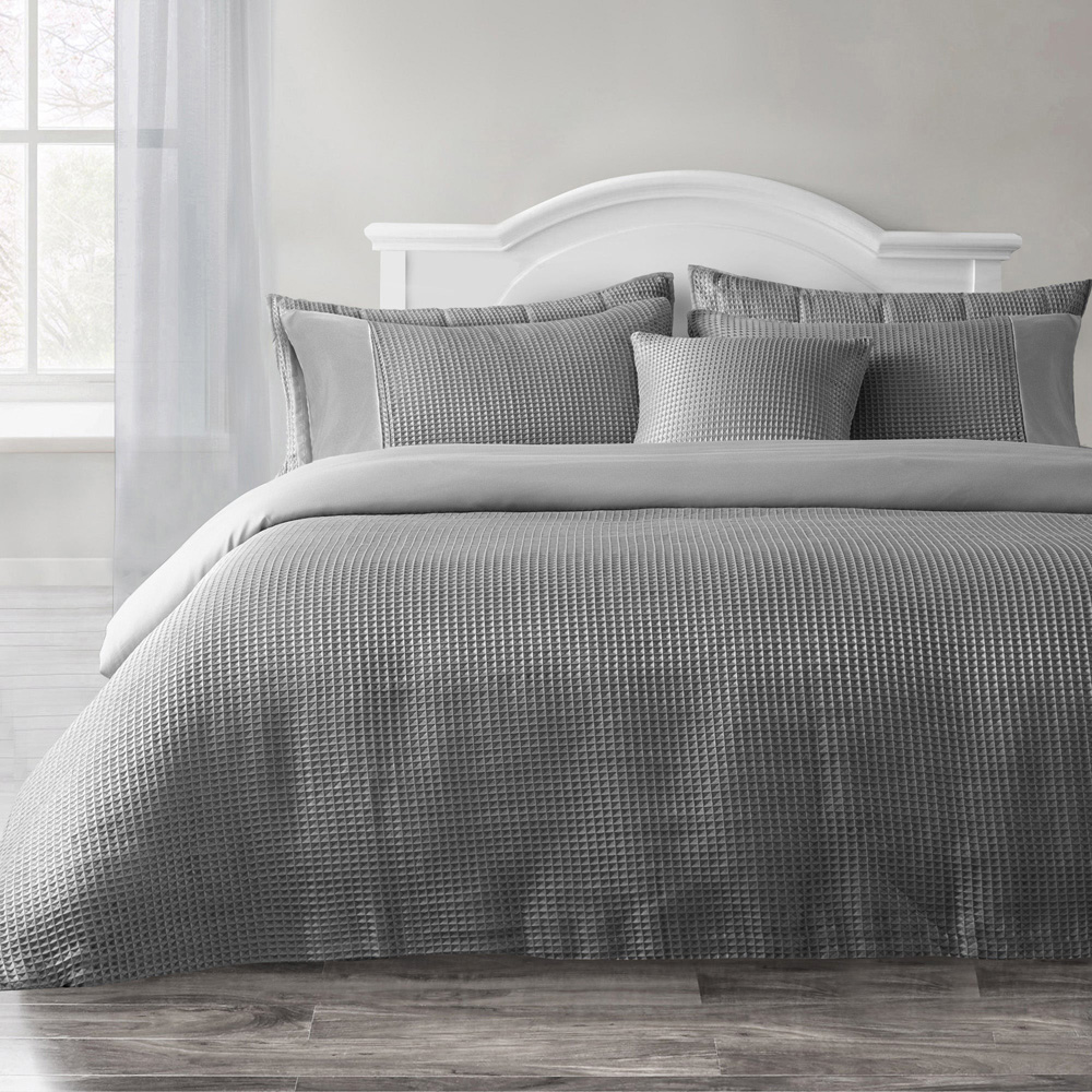 Velosso Waffle Double Silver Weave Duvet Set Image