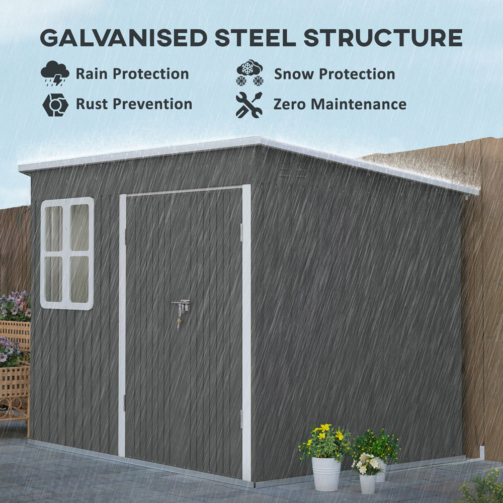 Outsunny 8.5 x 6ft Grey Galvanised Steel Garden Shed with Foundation Kit Image 4