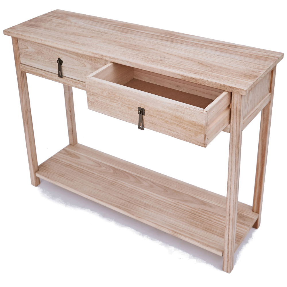 Portofino 2 Drawer Light Wood Wide Console Table Image 5