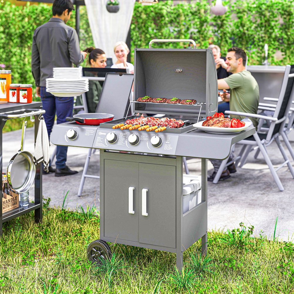 Outsunny Grey 3+1 Burner Gas Barbecue Grill Image 2