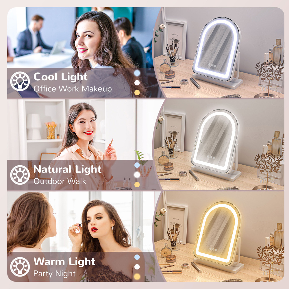 Portland White LED Lighted Vanity Mirror with Touch Screen Image 5
