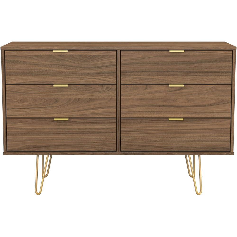 Crowndale Hong Kong 6 Drawer Carini Walnut Wide Chest of Drawers Ready Assembled Image 3