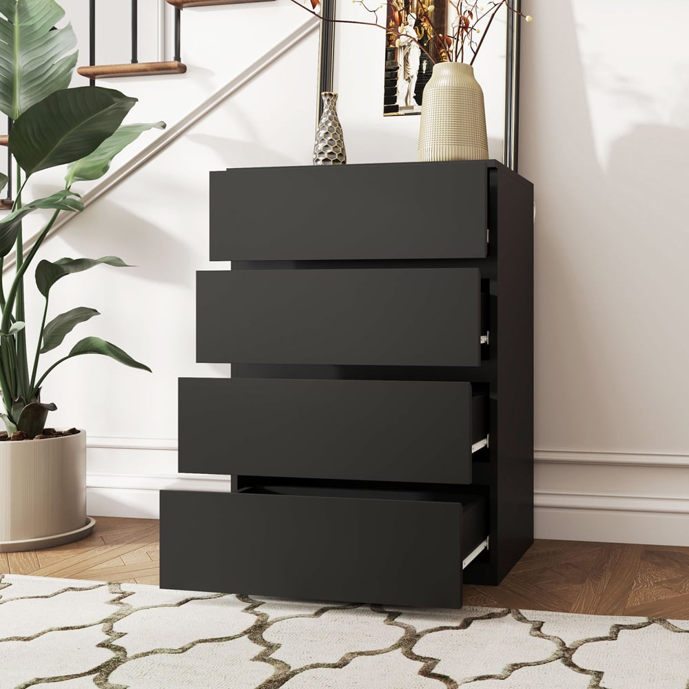 Portland 4 Drawer Black Chest of Drawers Image 6