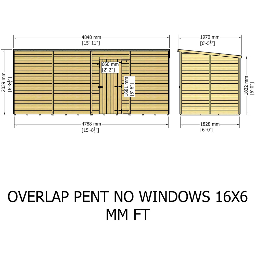 Shire GB Garden Value 16 x 6ft Overlap Pent Garden Shed Image 7