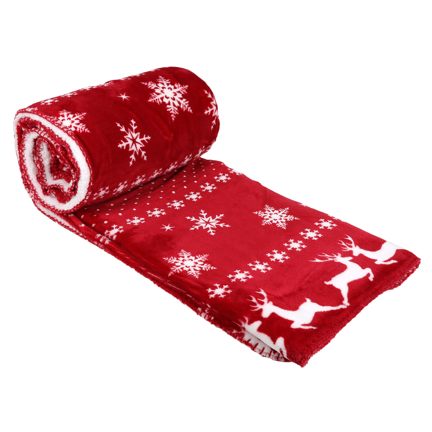 Winter Stag Sherpa Red Throw Image 3