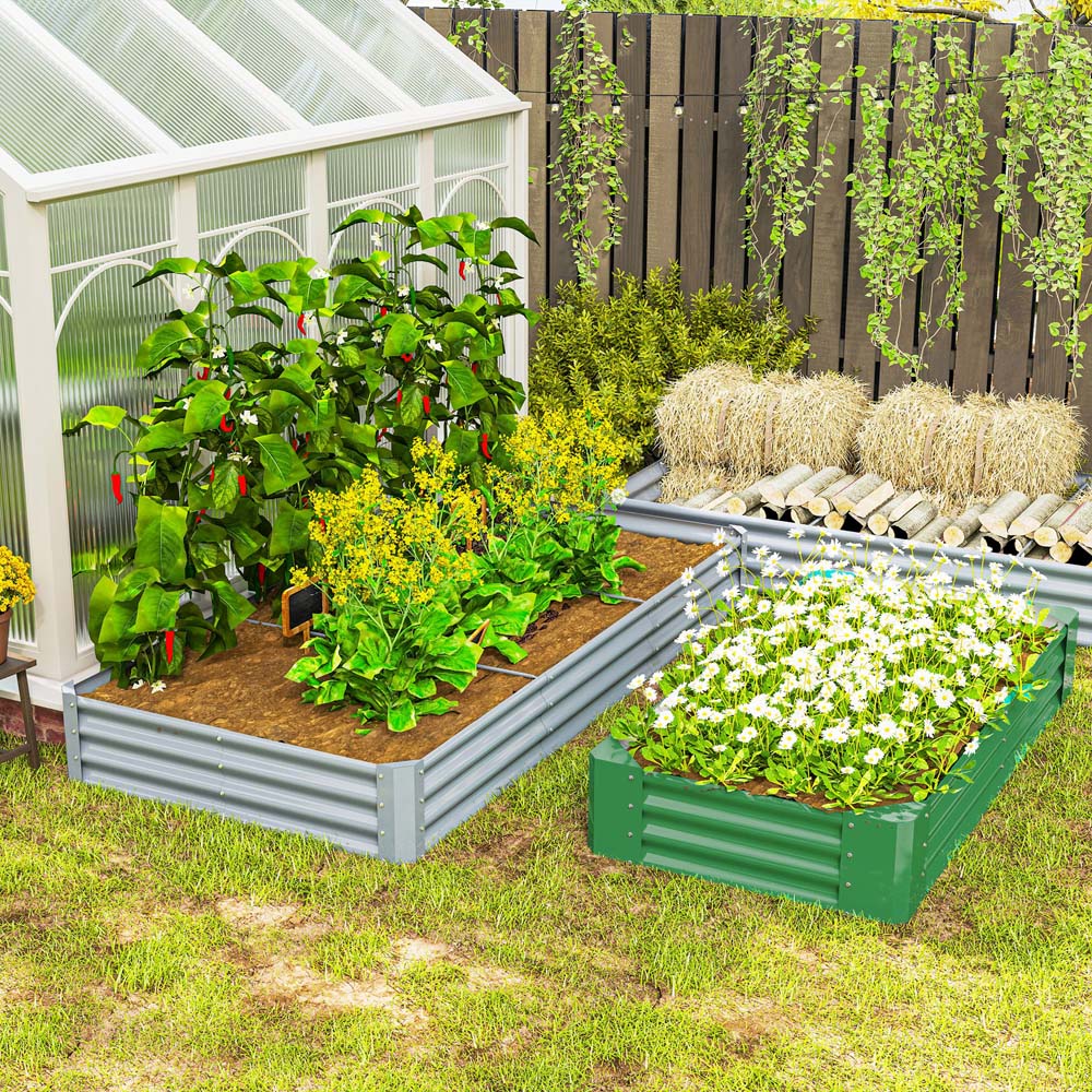 Outsunny Silver Galvanised Steel Raised Garden Bed 240 x 120 x 30cm Image 4