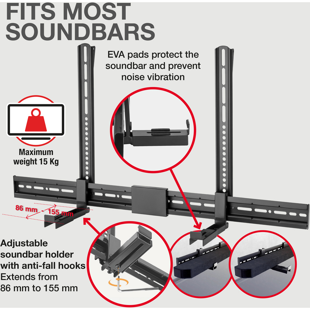 TTAP Black Soundbar Speaker TV Bracket Image 7