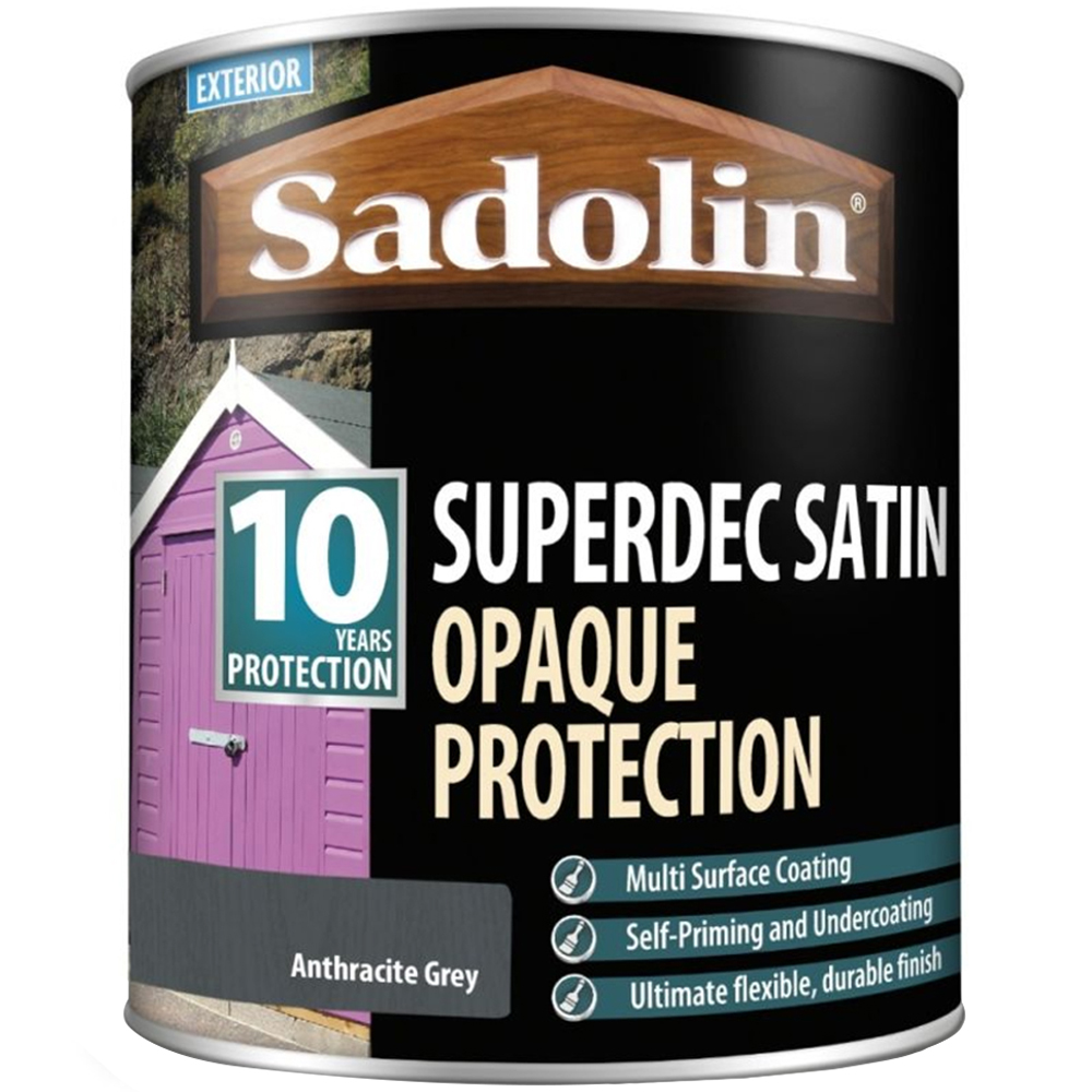 Sadolin Superdec 10 Year Anthracite Grey Satin Finish Exterior Woodstain 1L Image 2