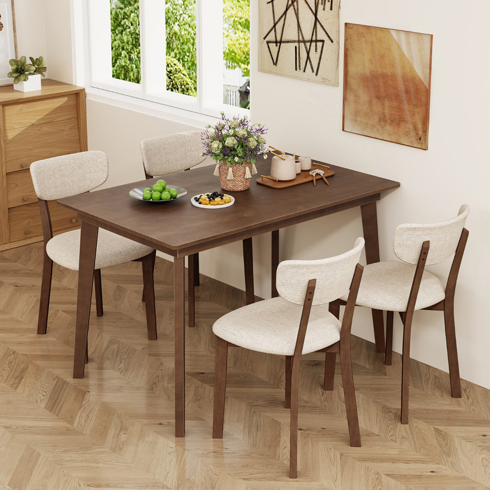 Costway 4 Seater Dining Table Set Brown Image 4