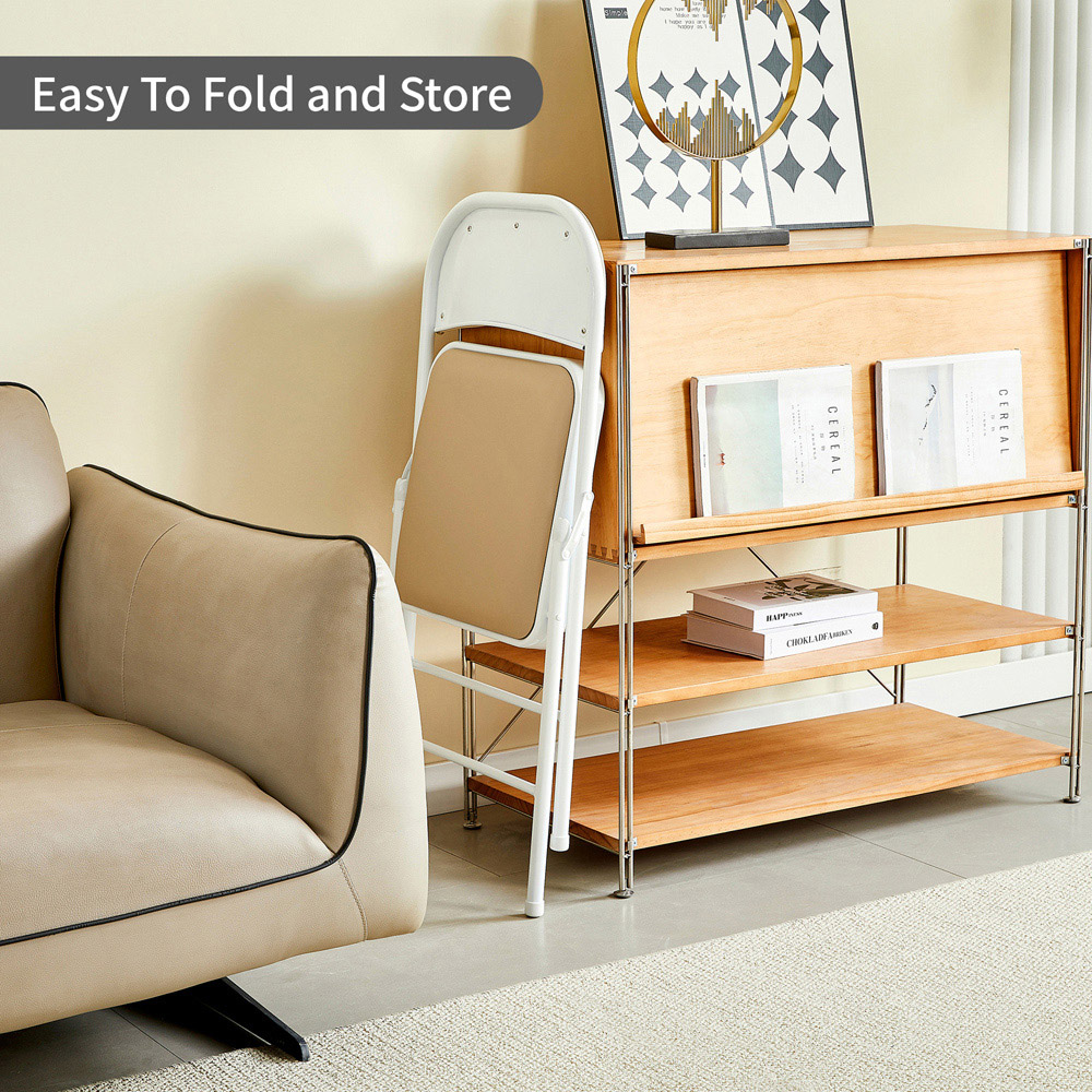 Green Padded Folding Metal Dining Chairs Image 7