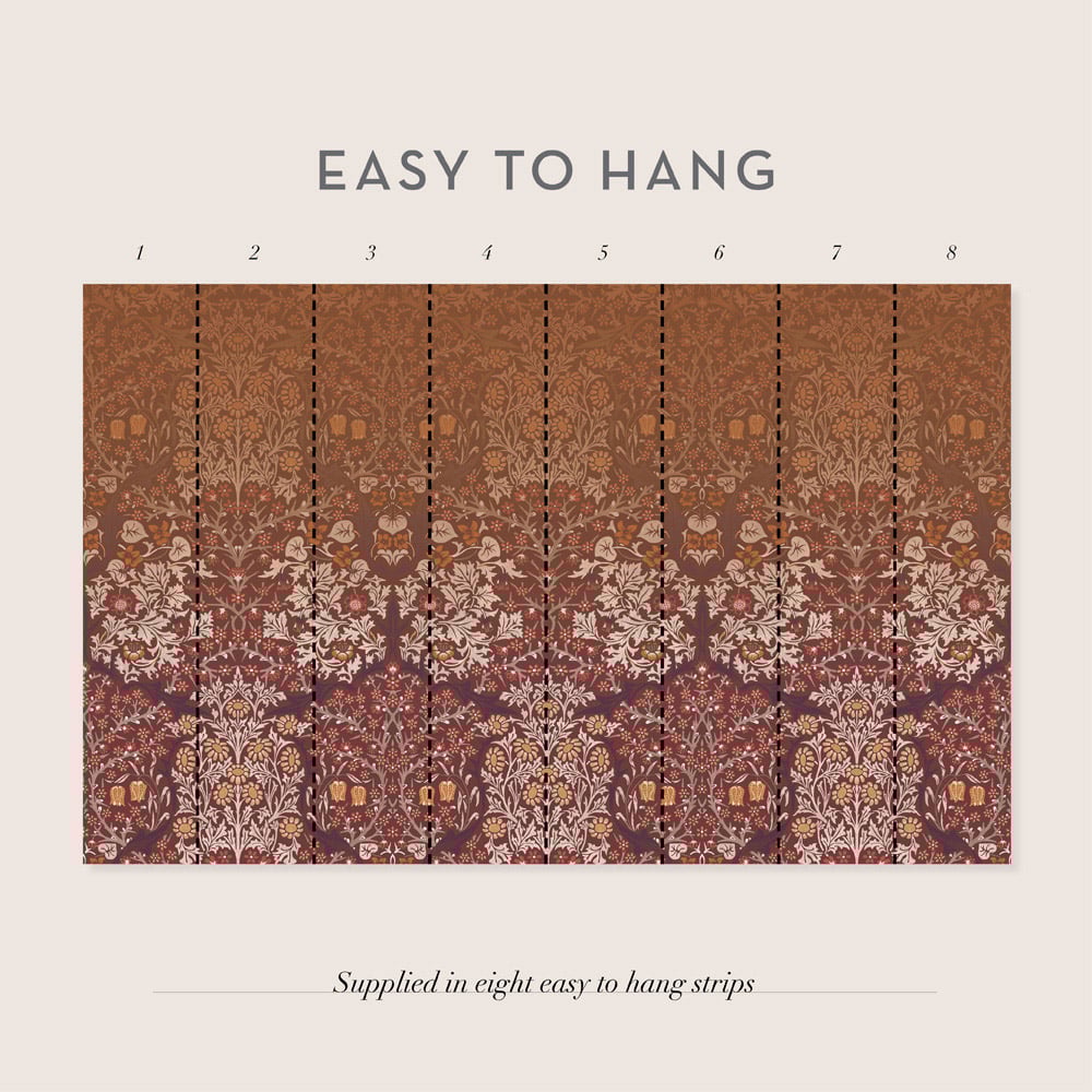 William Morris Blackthorn Red Mural Image 3