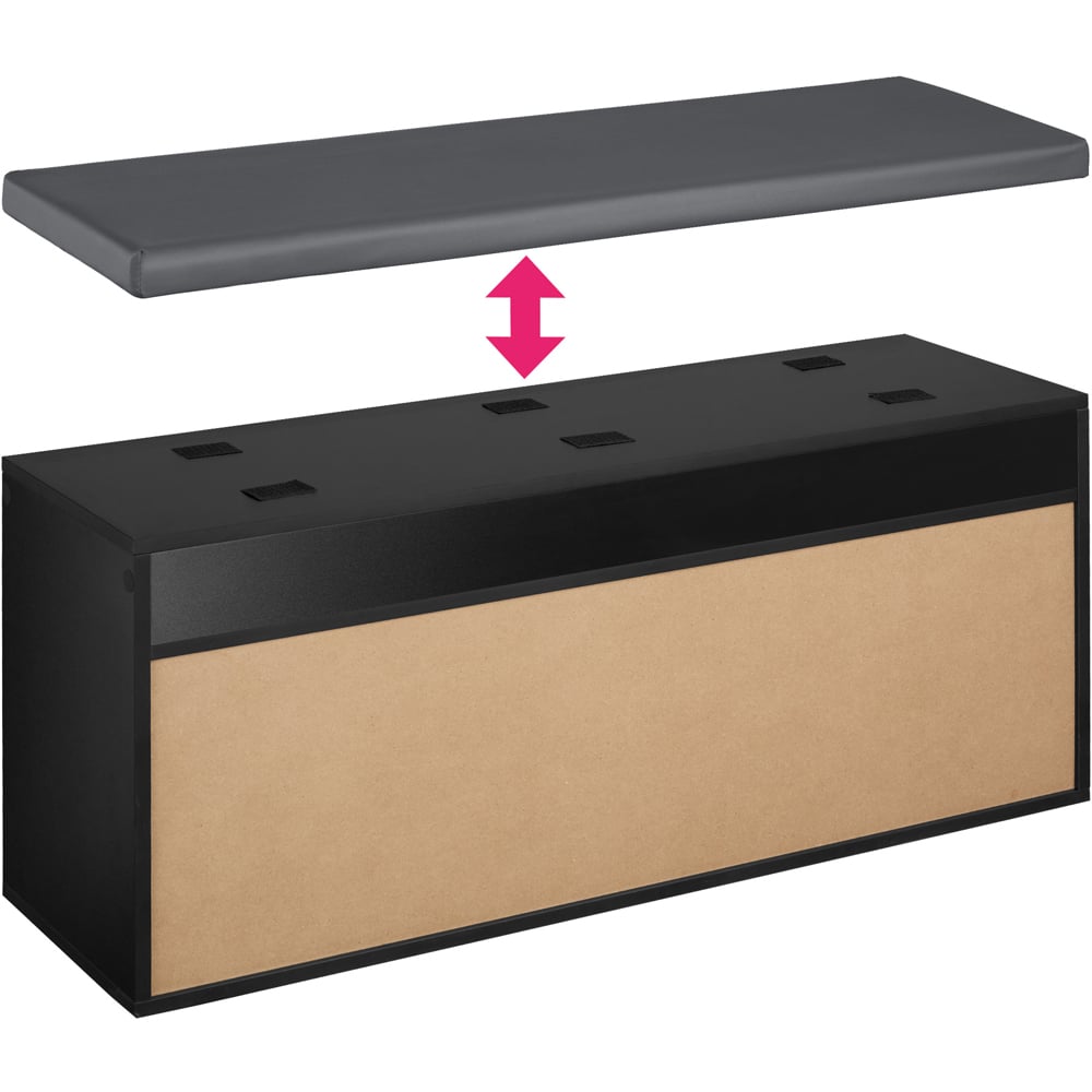 tectake Natalya 4 Compartment Black Shoe Bench with Soft Cushion Image 4