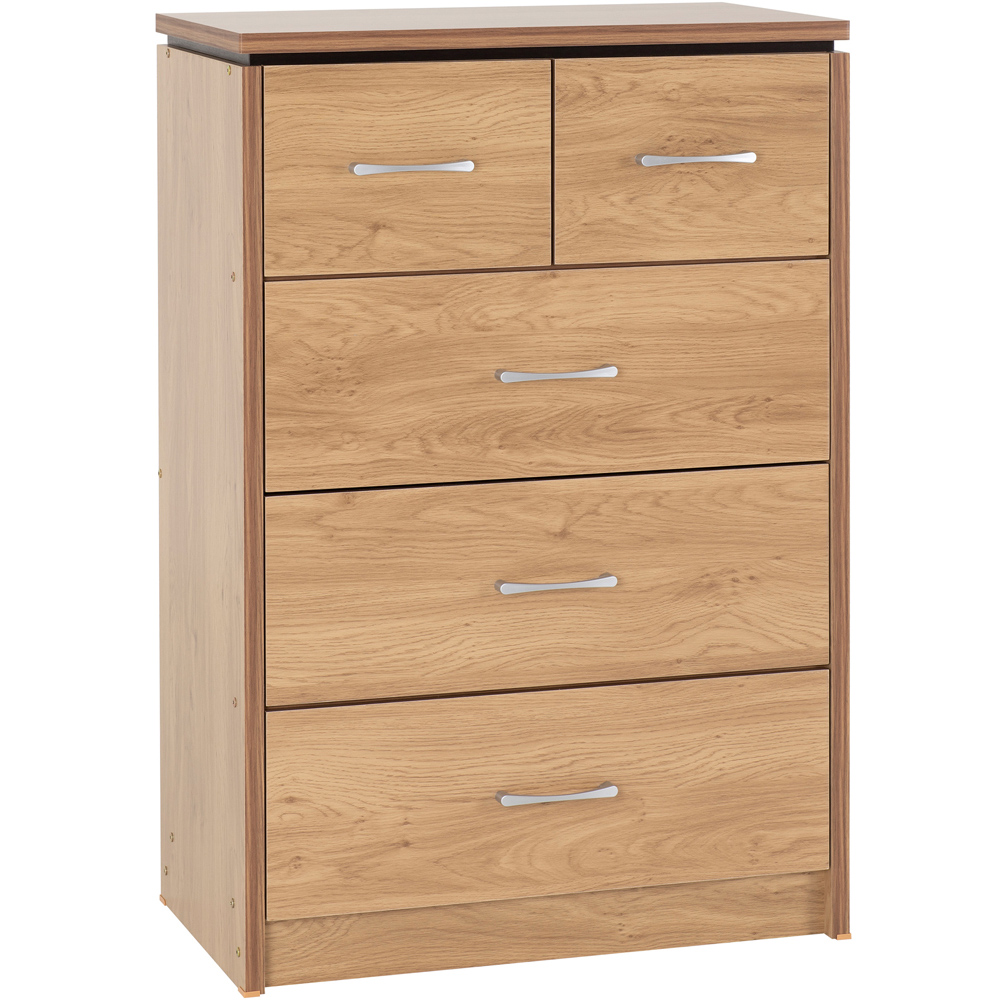 Seconique Charles 5 Drawer Oak Effect Veneer Chest of Drawers Image 2