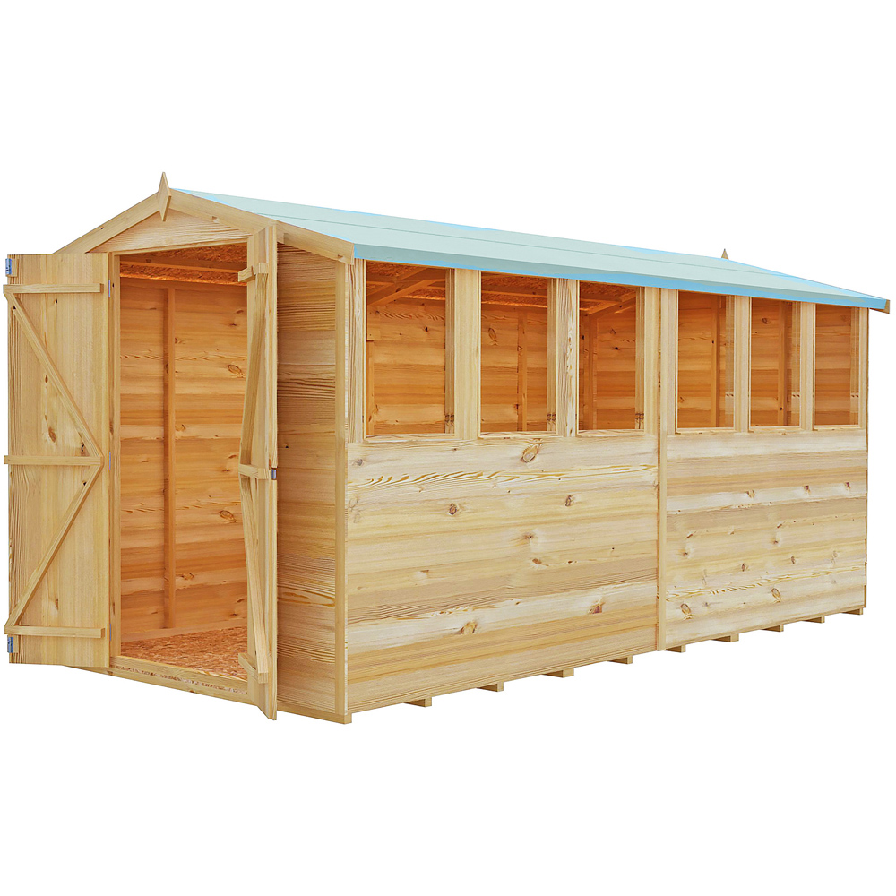 Shire 12 x 6ft Double Door Dip Treated Overlap Apex Shed Image 3