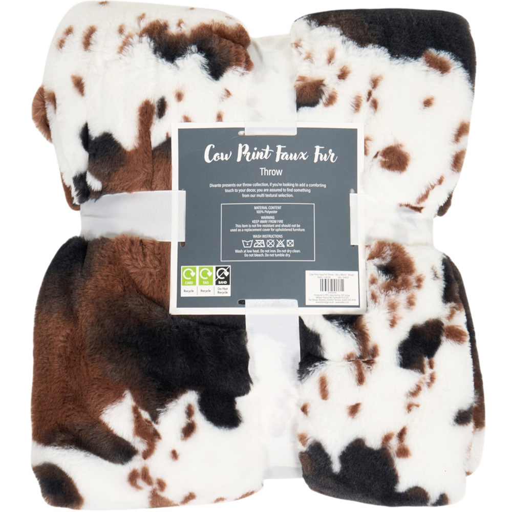 Cow Print Faux Fur Throw Image 2