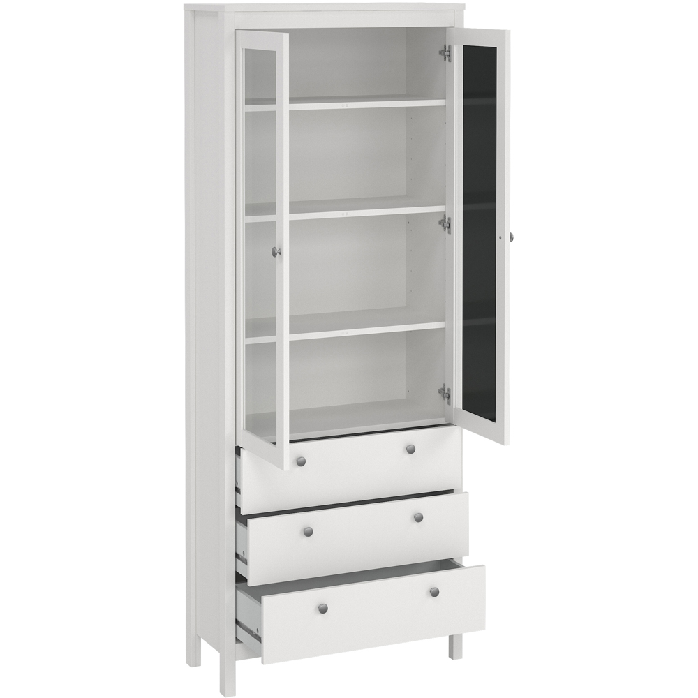 Florence Madrid 2 Door 3 Drawer White Glass China Chest Image 4
