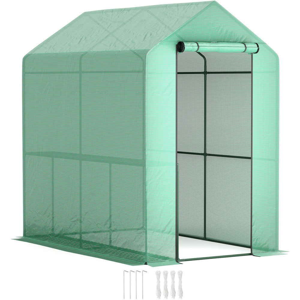 Outsunny Green 4 Shelf PE Cover 3.9 x 6.1ft Walk In Greenhouse Image 3