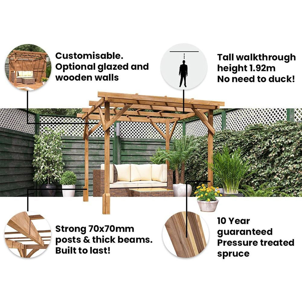 Dunster House Utopia 2 x 2m Brown Wooden Plant Frame Pergola Image 5