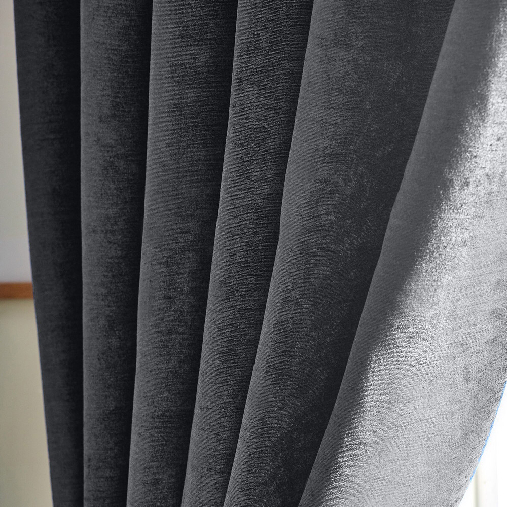 Alan Symonds Charcoal Chenille Blackout Pencil Pleat Curtains 168cm x 229cm Image 3