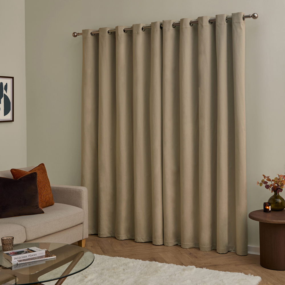 Furn The Ultimate Mocha Velvet Blackout Eyelet Curtains 168 x 183cm Image 2